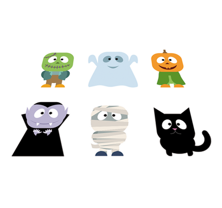 Vinyl tapijt kind met halloween monster stickers - TenStickers