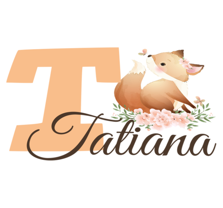 Vinyl tapijt kind schattige dieren vos met naam - TenStickers