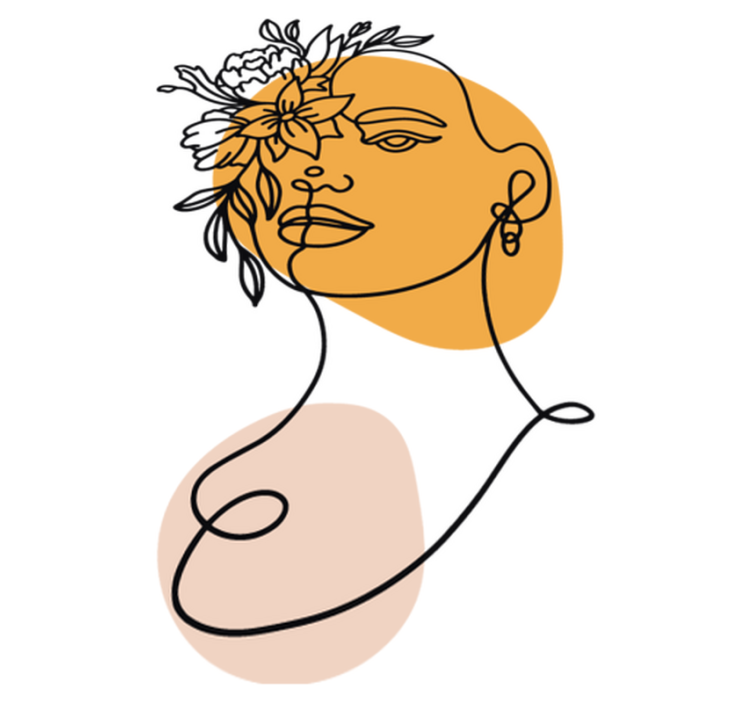 Vinyl tapijt slaapkamer minimalistisch portret van een vrouw - TenStickers