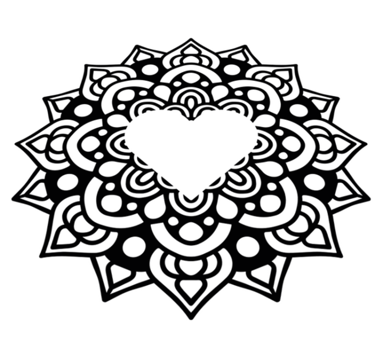 Vinyl tapijt slaapkamer mandala met hartvormige rand - TenStickers