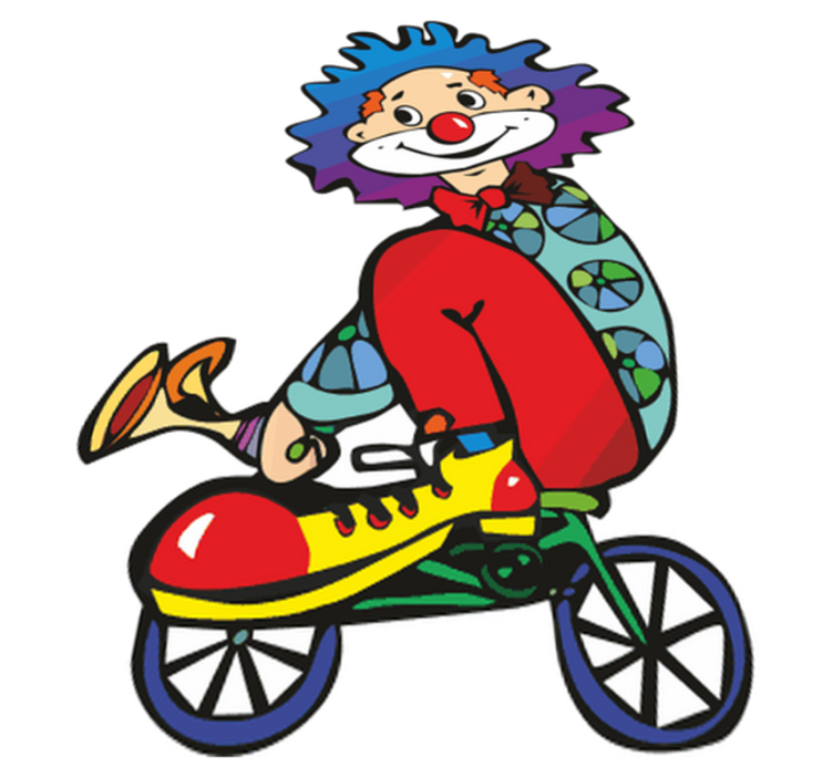 Vinyl tapijt kind clown op de fiets - TenStickers