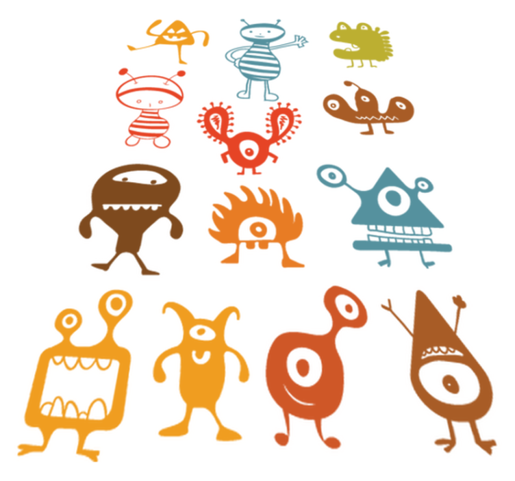 Vinyl tapijt kind kleurrijke aliens - TenStickers