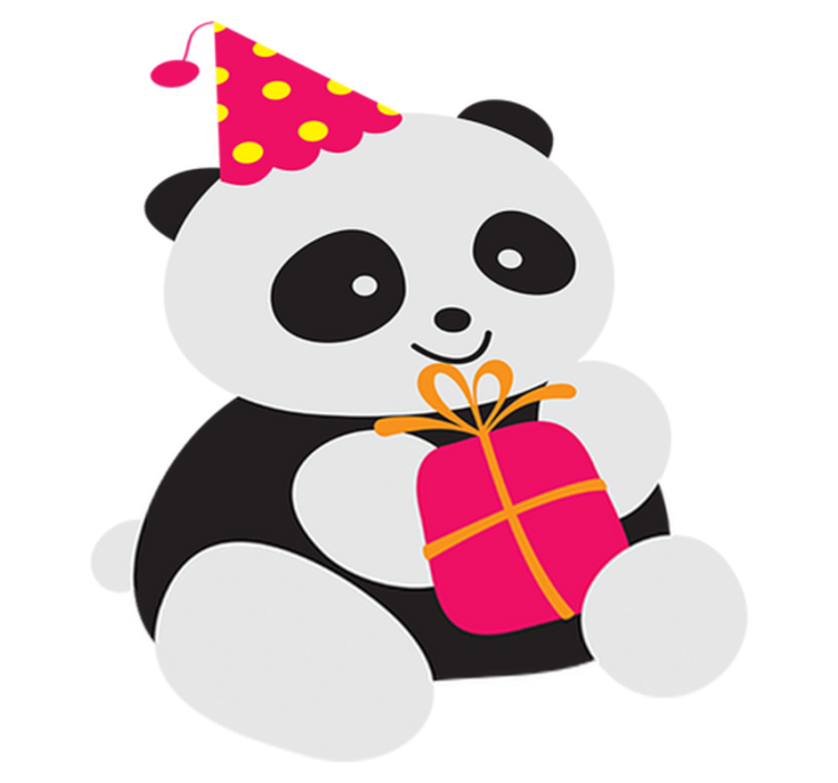 Vinyl tapijt kind baby panda met cadeau - TenStickers