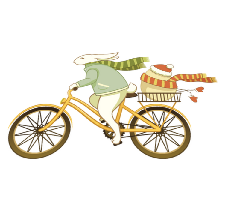 Vinyl tapijt kind paashaas op fiets - TenStickers