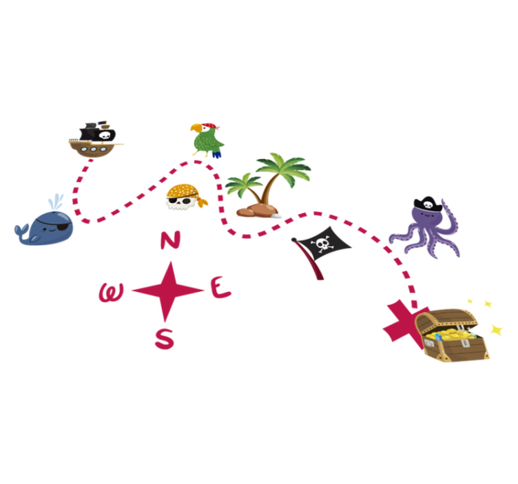 Vinyl tapijt spel schatkaart - TenStickers