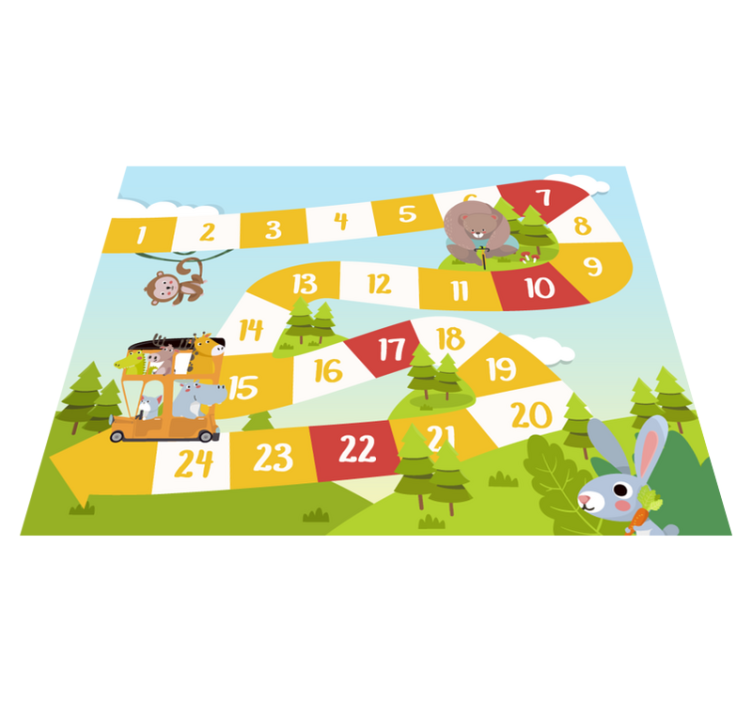 Vinyl tapijt spel cartoon dieren bordspel - TenStickers