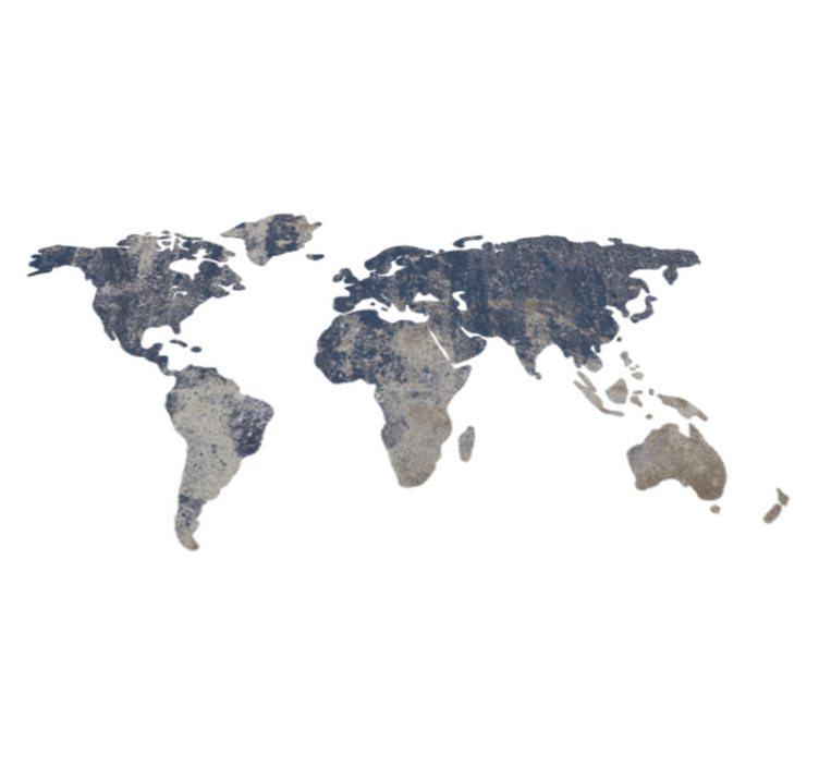 Vinyl tapijt wereldkaart wanddecoratie blauwe textuur - TenStickers