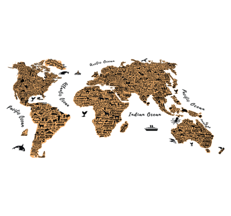 Vinyl tapijt wereldkaart vinilo mapamundi profiel teksten - TenStickers