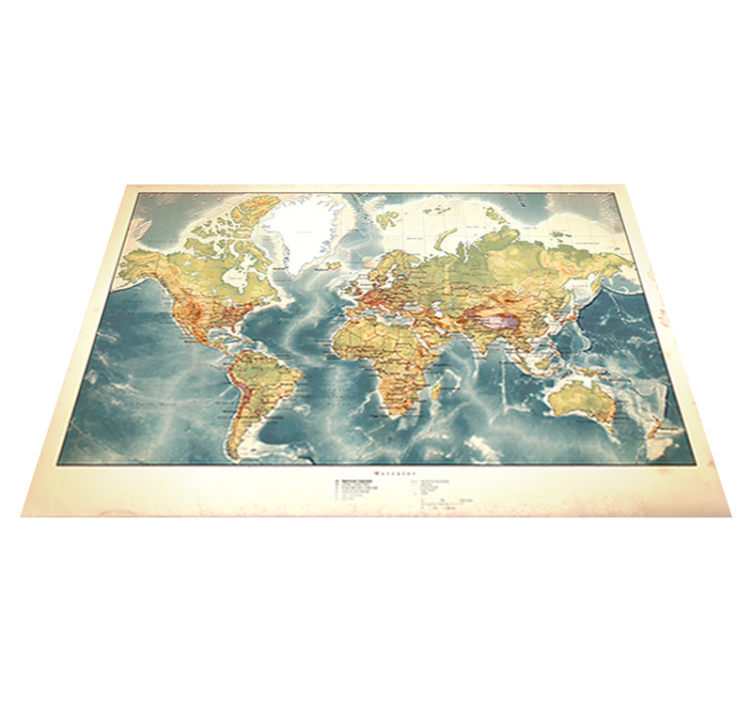Vinyl tapijt wereldkaart vinilo mapa del mundo envejecido - TenStickers