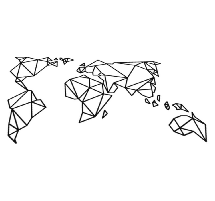 Vinyl tapijt wereldkaart origami wereldkaart - TenStickers
