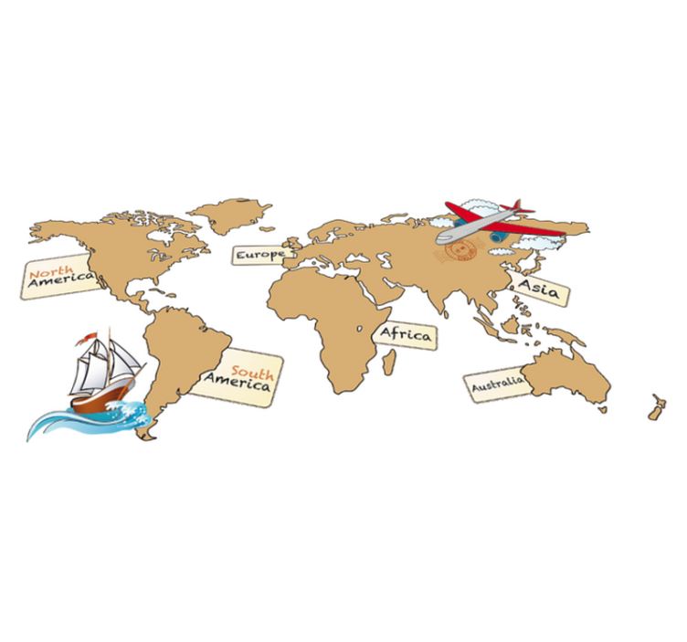 Vinyl tapijt wereldkaart wereldkaart in het engels - TenStickers