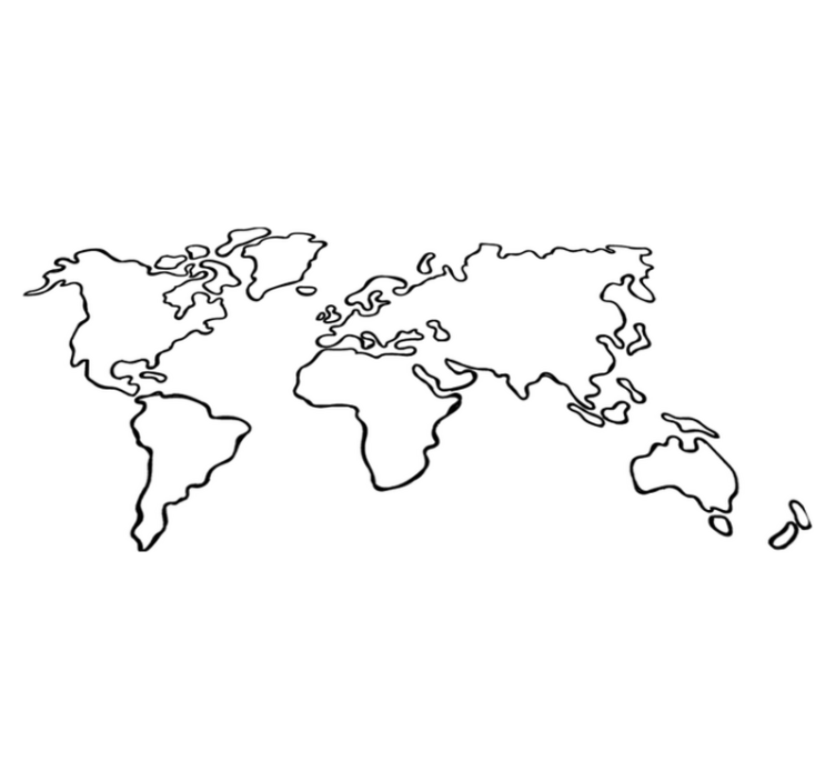 Vinyl tapijt wereldkaart politieke wereldkaart monochroom - TenStickers