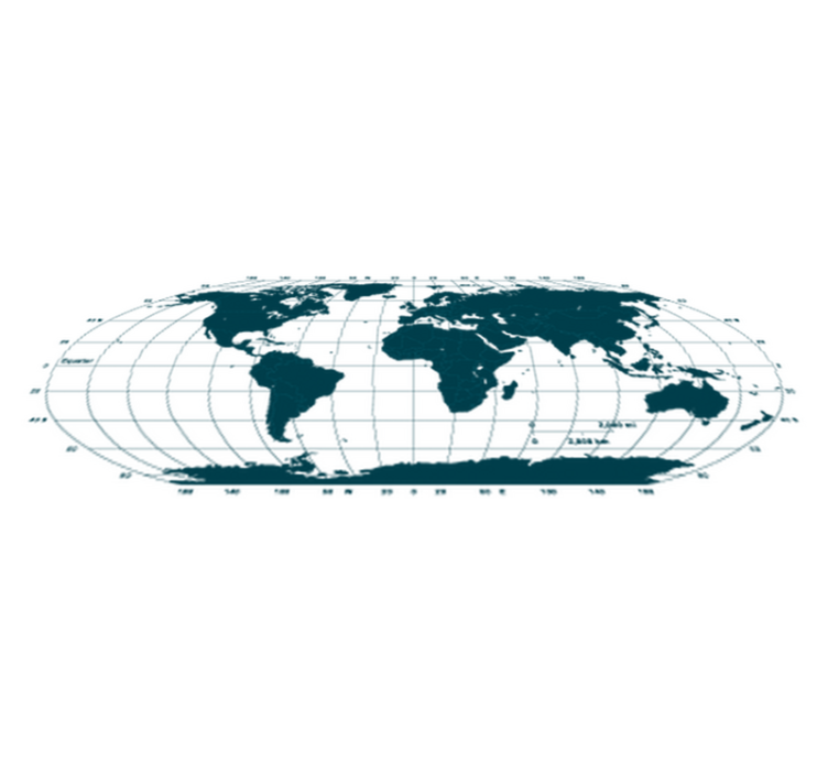 Vinyl tapijt wereldkaart decoratieve horizontale kaart - TenStickers