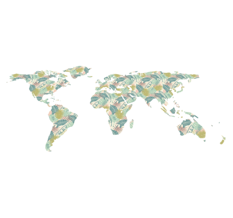 Vinyl tapijt wereldkaart tropische kaart - TenStickers
