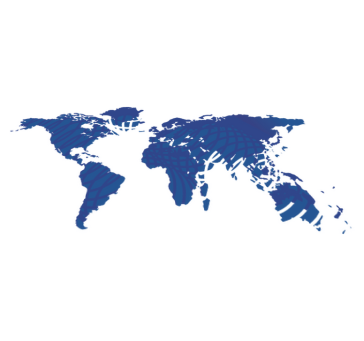 Vinyl tapijt wereldkaart blauw met golven - TenStickers