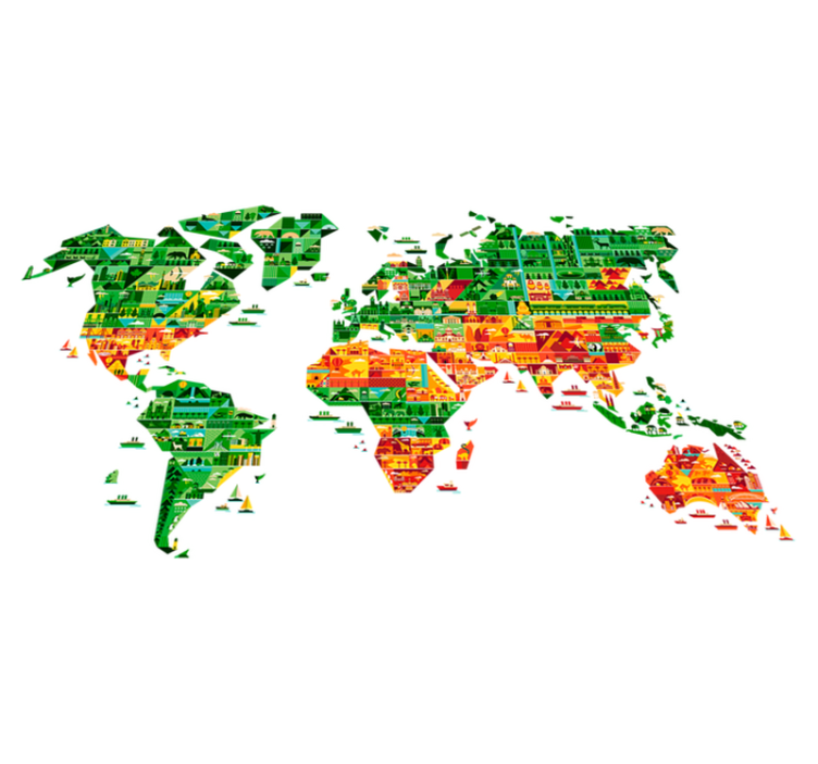 Vinyl tapijt wereldkaart geometrische decoratie - TenStickers