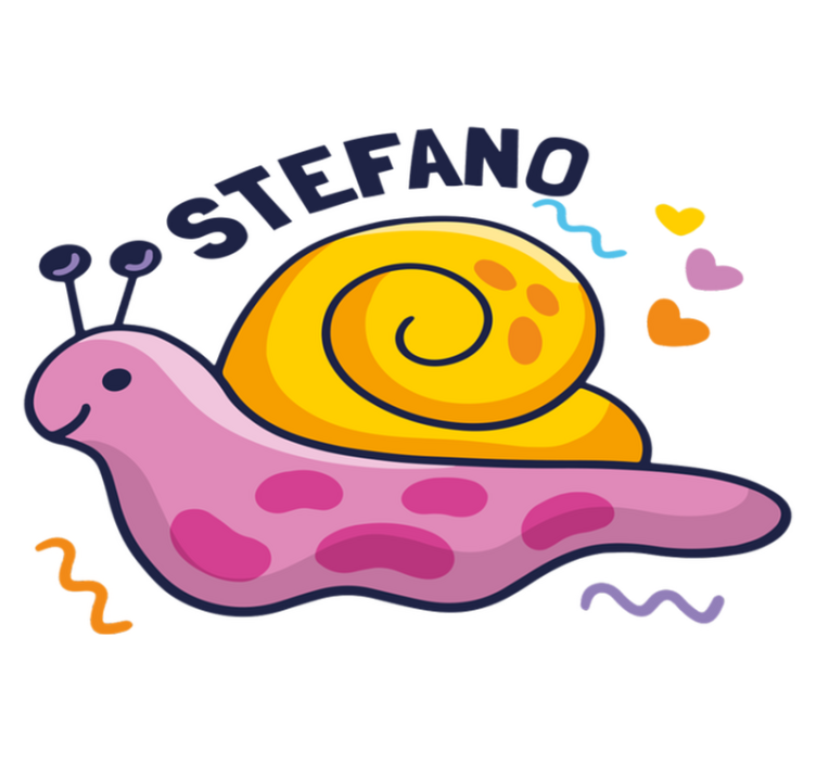 Vinyl tapijt kind kleurrijke slak met naam - TenStickers