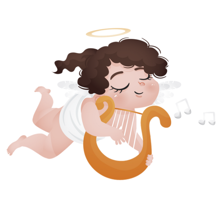 Vinyl tapijt kind met harp spelend ontwerp - TenStickers