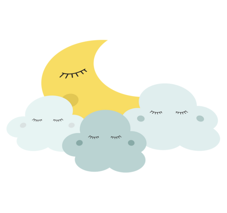 Vinyl tapijt kind blije maan en wolk slapen - TenStickers