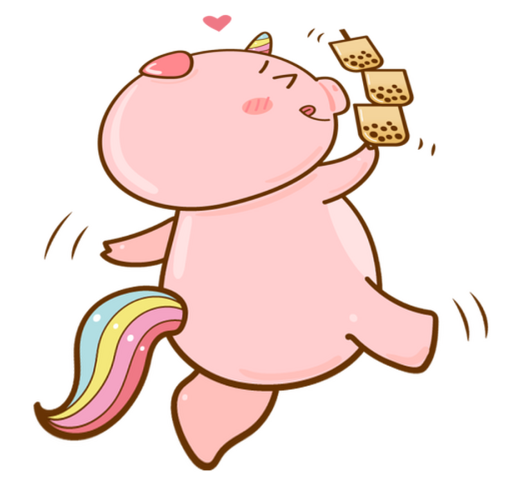 Vinyl tapijt kind cartoon varken eenhoorn - TenStickers