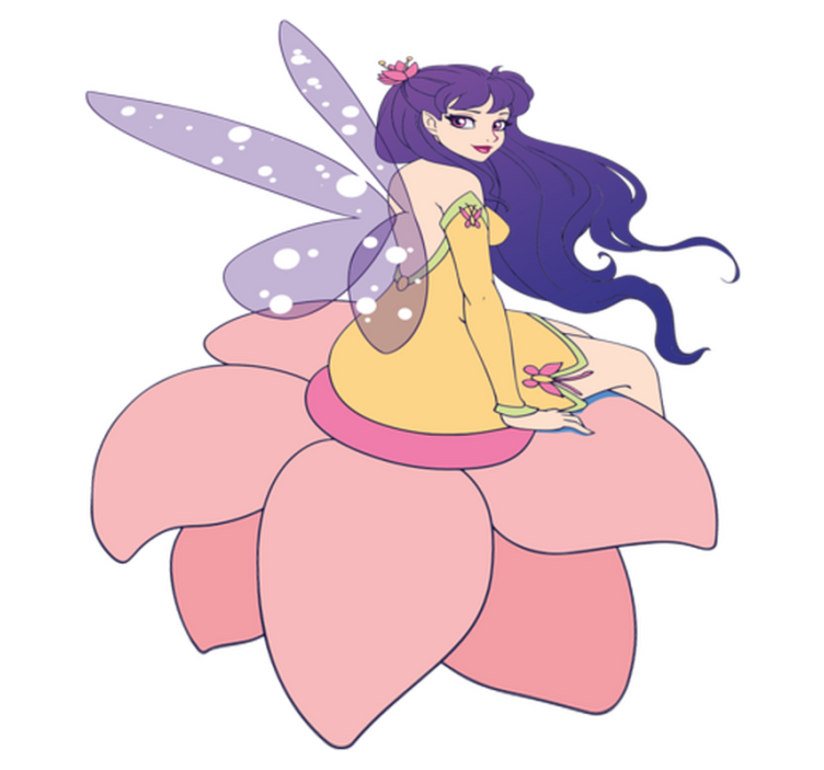 Vinyl tapijt kind schattige fee op een bloem - TenStickers