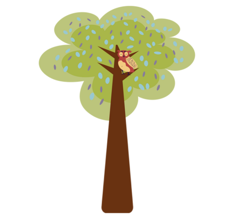 Vinyl tapijt kind minimalistisch kleurrijk boom met uil - TenStickers