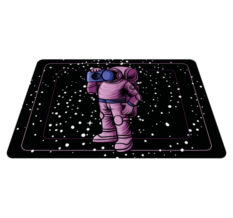 Vinyl tapijt kind astronaut met radio tape - TenStickers