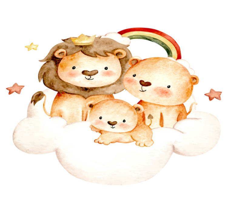 Vinyl tapijt kind schattige dieren met sterren en wolken - TenStickers