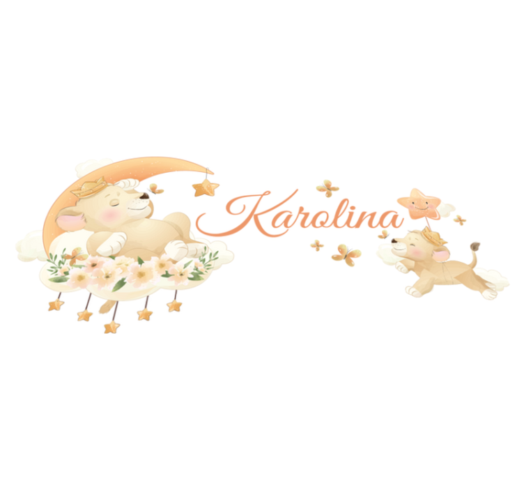 Vinyl tapijt kind schattige dieren leeuw met naam - TenStickers