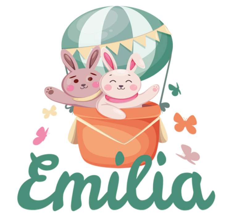 Vinyl tapijt kind met op maat gemaakte konijnen in ballon - TenStickers