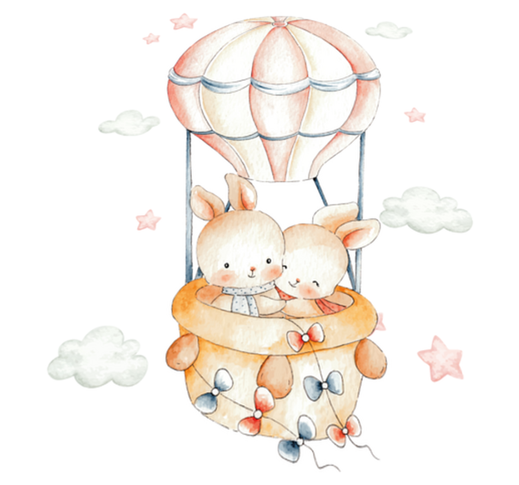 Vinyl tapijt kind met konijn luchtballon - TenStickers