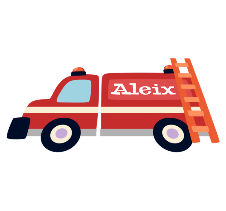 Vinyl tapijt kind kleurrijke brandweerwagen - TenStickers