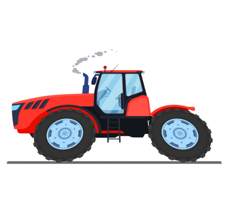 Vinyl tapijt kind rode nieuwe tractor - TenStickers