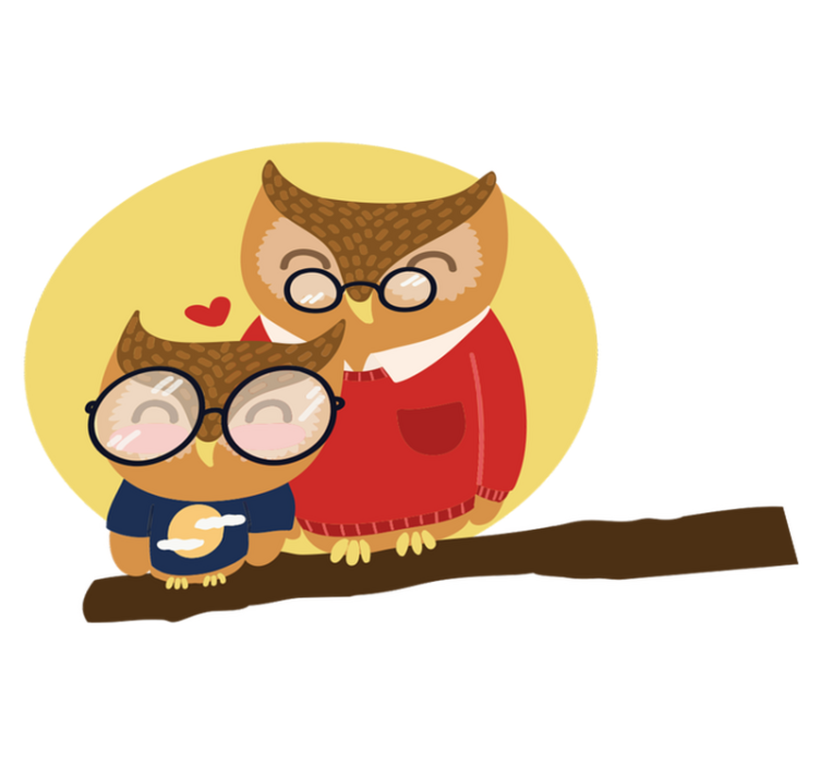 Vinyl tapijt kind vader en zoon uil - TenStickers