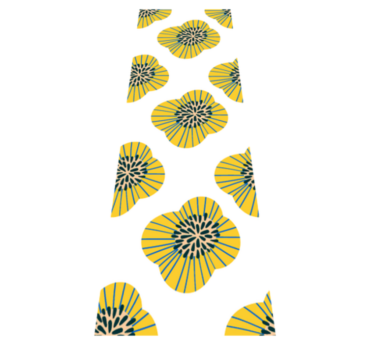 Vinyl vloerkleed badkamer grote blauwe en gele bloemen - TenStickers