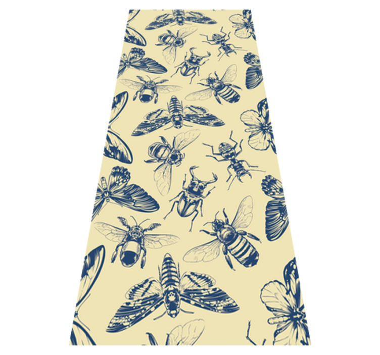 Vinyl vloerkleed badkamer blauw en geel bijen en vlinders - TenStickers