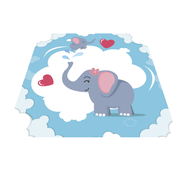 Schattige Olifant Wolkenlucht Vinyl tapijt - TenStickers