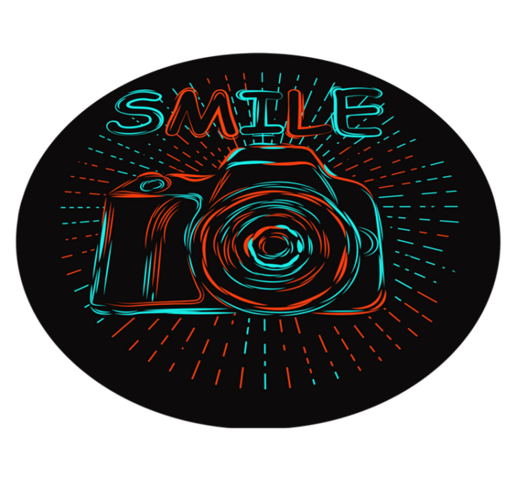 Neon camera-illustratie vinyl tapijt kind - TenStickers