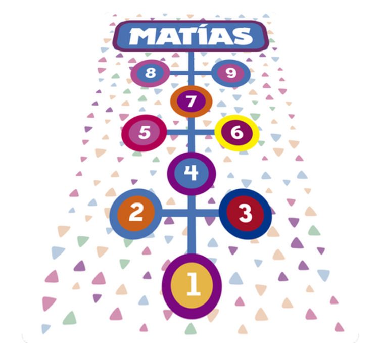 Gepersonaliseerde hinkelspel vinyl tapijt met naam - TenStickers