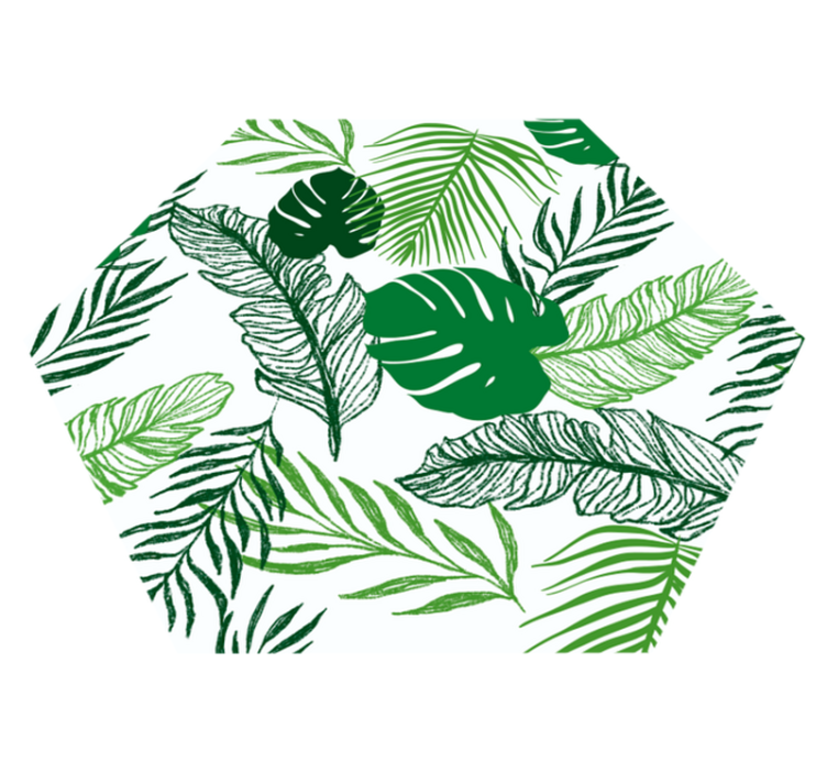 Tropische gebladerte zeshoek vinyl tapijt bloemen en planten - TenStickers