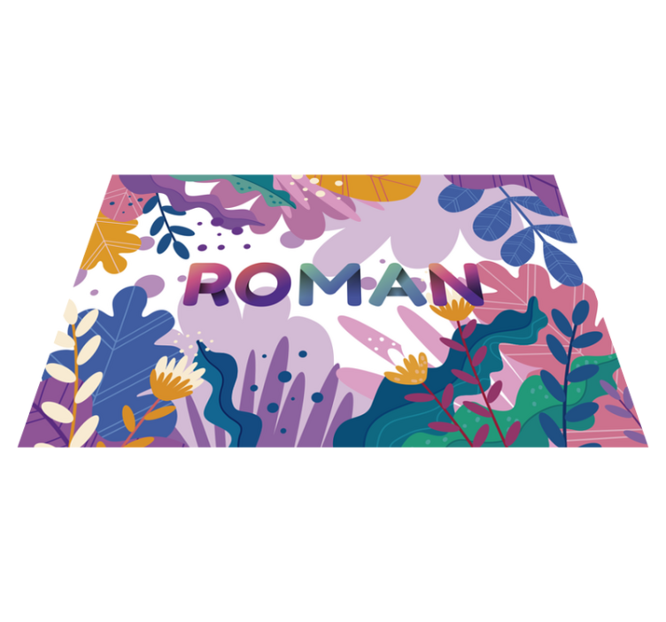 Gepersonaliseerd botanisch vinyl tapijt met naam - TenStickers