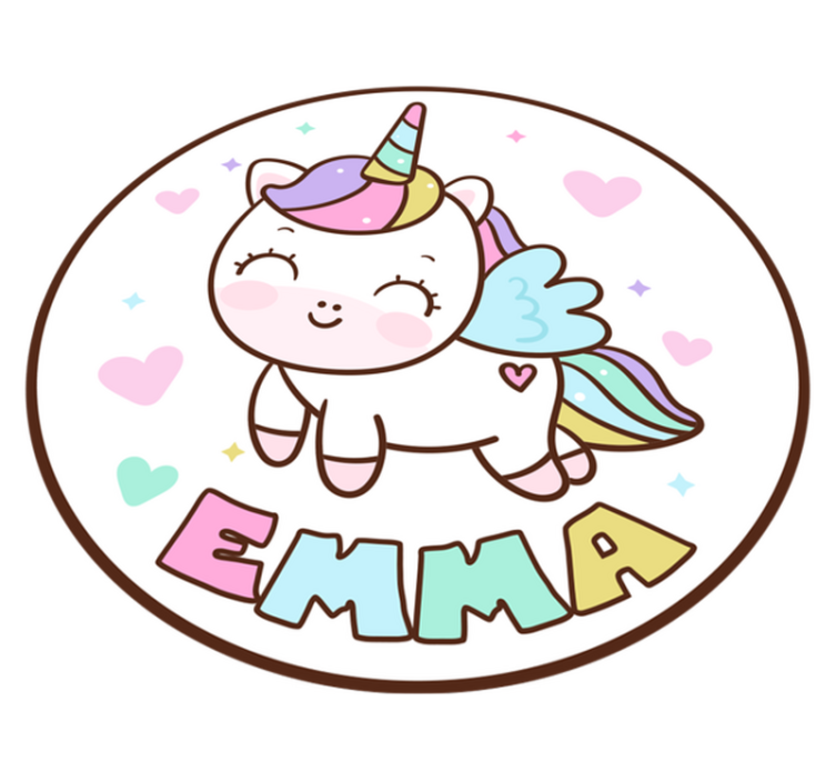 Fantastisch eenhoorn meisje vinyl vloerkleed met naam - TenStickers