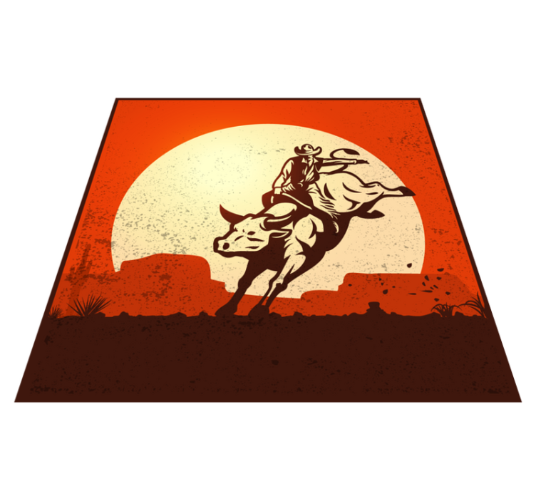 Cowboy stier silhouet vinyl tapijt voor meer kinderen - TenStickers
