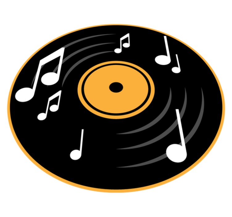 Muziekplaatmotief vinyl vloerkleed rond - TenStickers