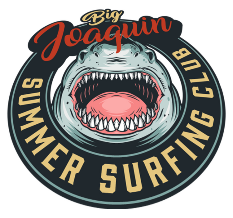 Haai surf embleem vinyl tapijt met naam - TenStickers