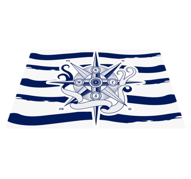 Nautisch kompas vinyl tapijt wereldkaart - TenStickers