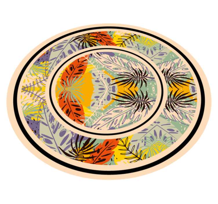 Botanisch cirkelmotief vinyl tapijt bloemen en planten - TenStickers