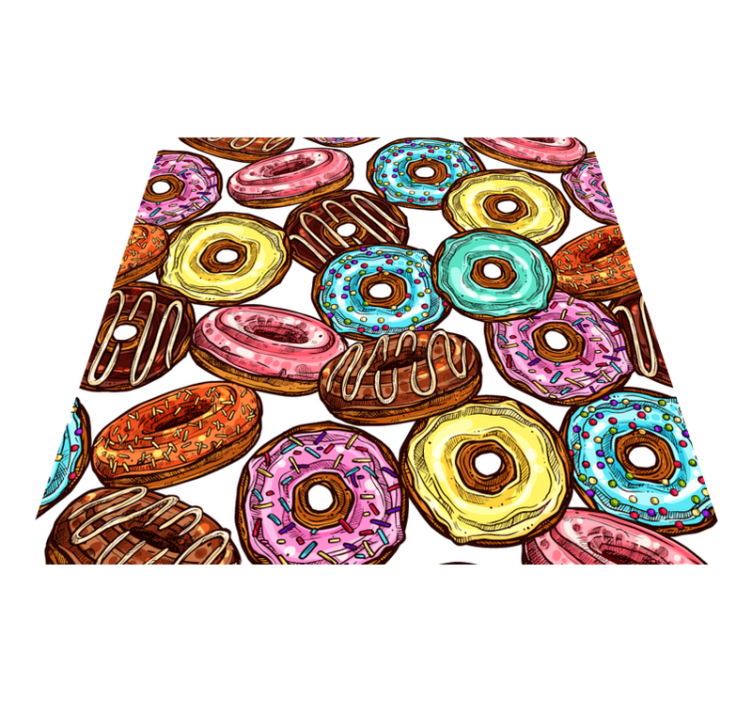 Kleurrijke donutcollectie vinyl tapijt voor meer kinderen - TenStickers