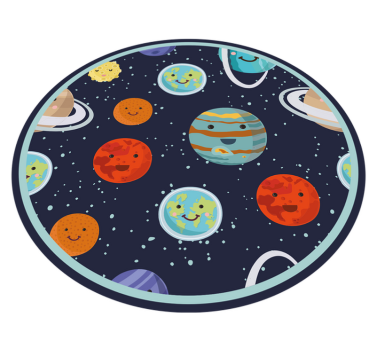 Lachende planeten vinyl tapijt rond voor kinderen - TenStickers