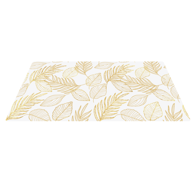 Vinyl tapijt Bloemen en planten Wit en gouden blad - TenStickers